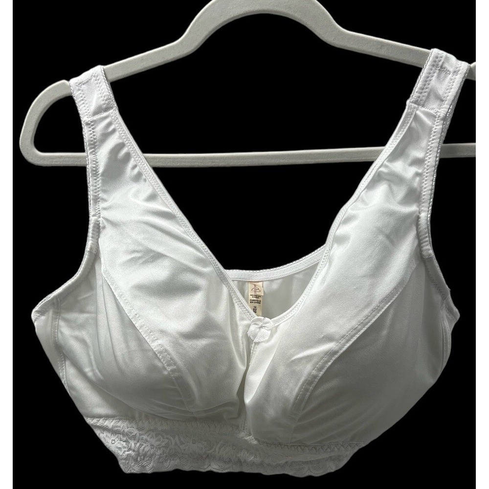 Rhonda Shear Single Pin Up Smooth Bra with Removable Pads White Lace XL NWOT